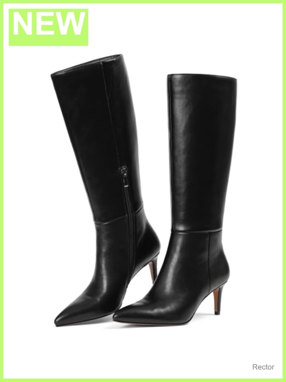 Women's Pointed Toe Knee High Stiletto Heel Boots PU Leather Side Zipper